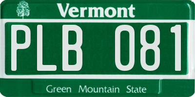 VT license plate PLB081