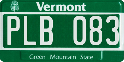 VT license plate PLB083