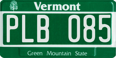 VT license plate PLB085