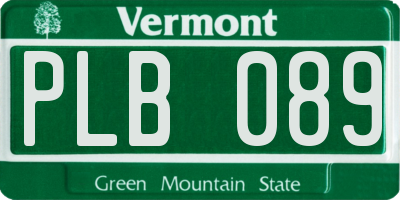 VT license plate PLB089