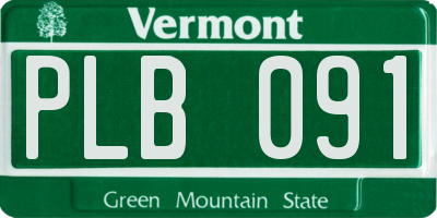 VT license plate PLB091