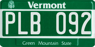 VT license plate PLB092