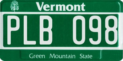 VT license plate PLB098