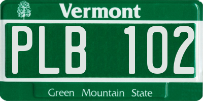 VT license plate PLB102