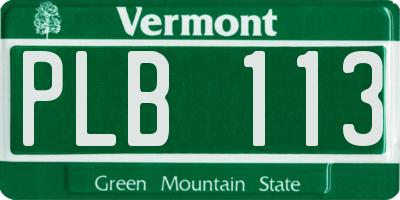 VT license plate PLB113