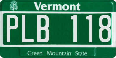 VT license plate PLB118