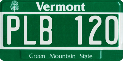 VT license plate PLB120