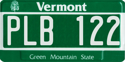 VT license plate PLB122