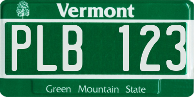 VT license plate PLB123