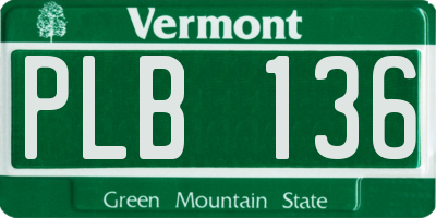 VT license plate PLB136