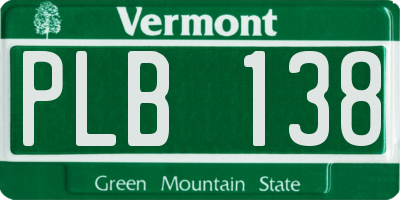 VT license plate PLB138