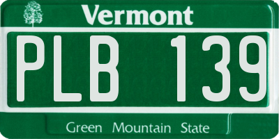 VT license plate PLB139