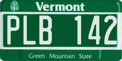 VT license plate PLB142