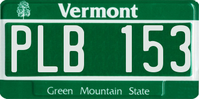 VT license plate PLB153