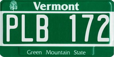 VT license plate PLB172