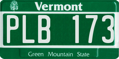 VT license plate PLB173