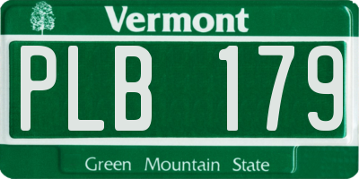 VT license plate PLB179