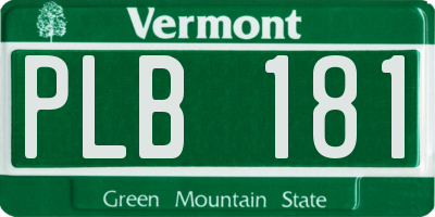 VT license plate PLB181