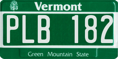 VT license plate PLB182