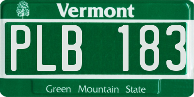 VT license plate PLB183
