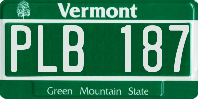 VT license plate PLB187