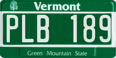 VT license plate PLB189