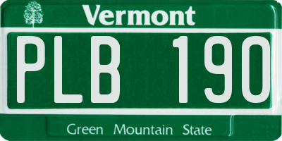 VT license plate PLB190