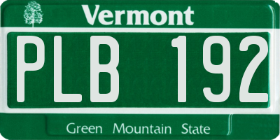 VT license plate PLB192