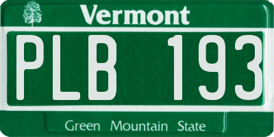 VT license plate PLB193