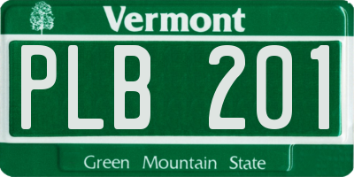 VT license plate PLB201