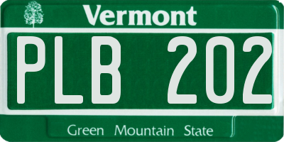 VT license plate PLB202