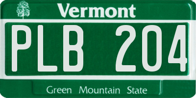 VT license plate PLB204