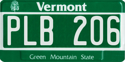 VT license plate PLB206