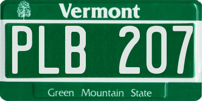 VT license plate PLB207