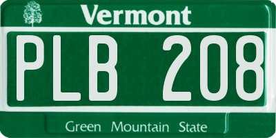 VT license plate PLB208
