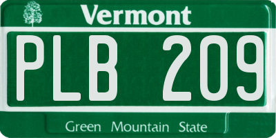 VT license plate PLB209