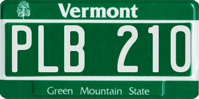 VT license plate PLB210