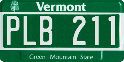 VT license plate PLB211