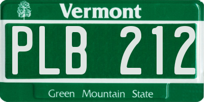 VT license plate PLB212