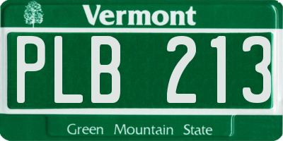 VT license plate PLB213