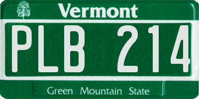 VT license plate PLB214