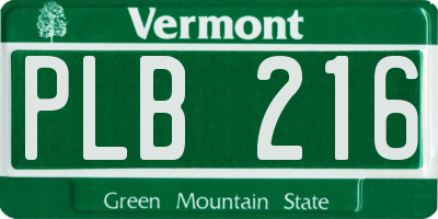 VT license plate PLB216