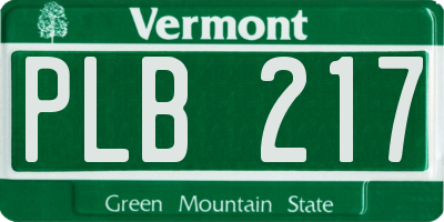VT license plate PLB217