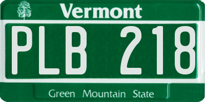 VT license plate PLB218