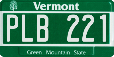 VT license plate PLB221