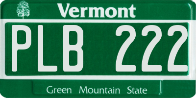 VT license plate PLB222