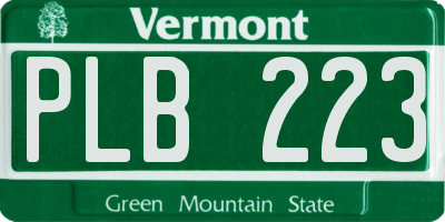 VT license plate PLB223