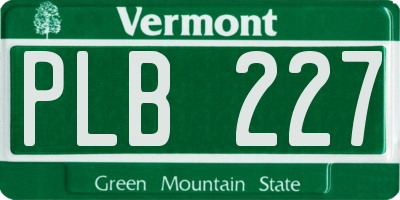 VT license plate PLB227