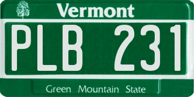VT license plate PLB231