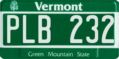 VT license plate PLB232